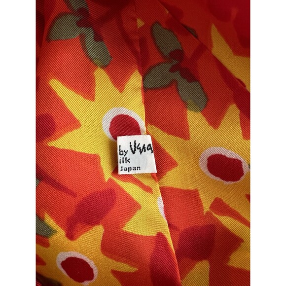 Vera Neumann Vintage Silk Infinity Scarf Floral Orange Red Yellow Made in Japan - Picture 4 of 7